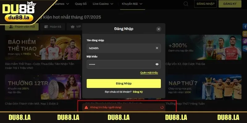 Cách khắc phục lỗi thường gặp khi đăng nhập DU88