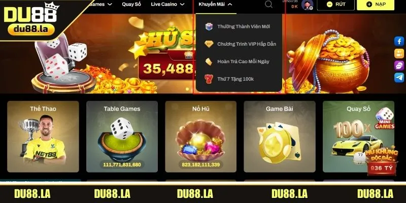 Khuyến mãi mới nhất DU88 giúp hội viên tối ưu vốn cược của mình