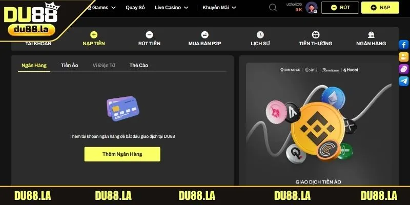 Tổng hợp các phương thức nạp tiền hợp lệ tại DU88